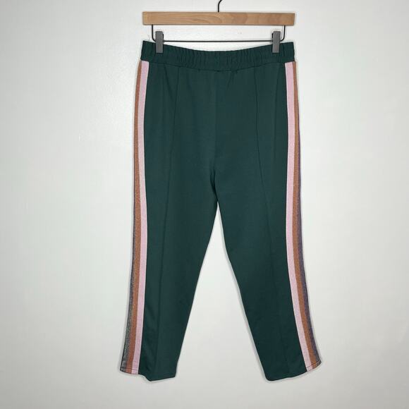 Spiritual Gangster Track Pants Womens Medium Green Stripe Pockets Loungewear - Picture 9 of 11